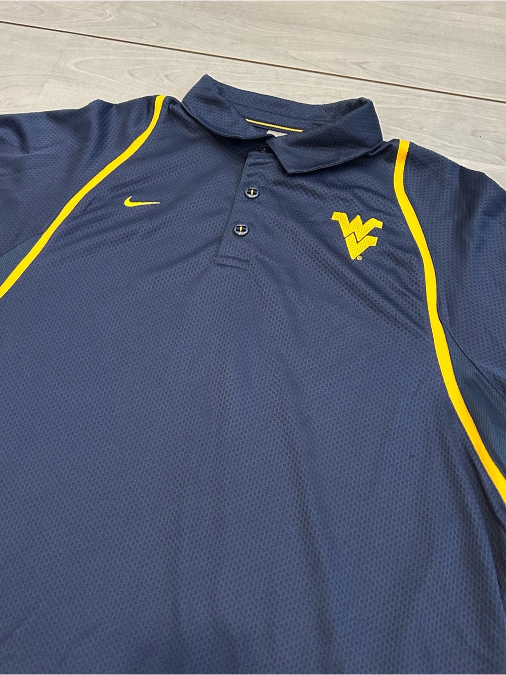 Vintage Nike Team West Virginia Mountaineers WVU Polo Shirt Mens XL NikeFIT